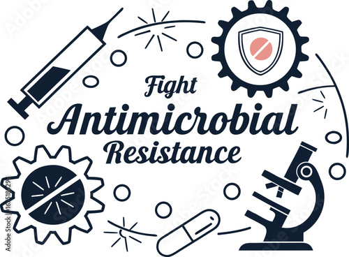 World Antimicrobial Resistance Awareness Week Design. WHO World Antimicrobial Resistance Awareness Week Illustration. International Antimicrobial Resistance Awareness Week Graphic. World Antimicrobial