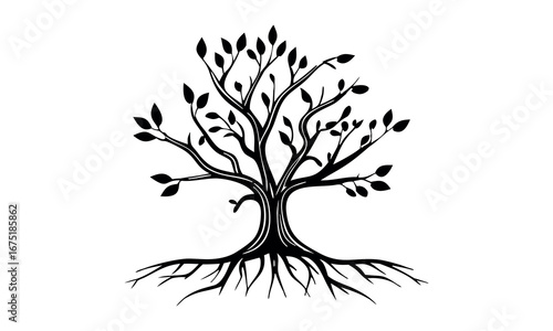 Black tree silhouettes collection. Single tree vectors. Tree in silhouette. Various tree vectors. Forest and nature concept. Collection of different tree symbols.