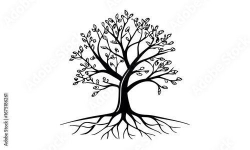 Black tree silhouettes collection. Single tree vectors. Tree in silhouette. Various tree vectors. Forest and nature concept. Collection of different tree symbols.