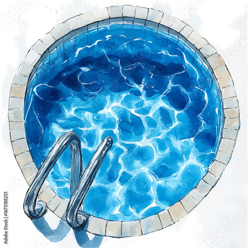 watercolor of Swimming Pool, vector, isolated on a white background.
