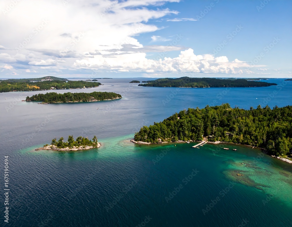 Obraz premium Aerial view of islands and turquoise water