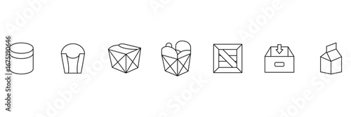 Creative packaging container icon vector illustration set of unique gift boxes food containers and shipping packages for commercial use