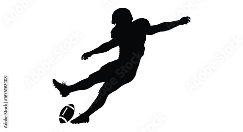 American Football Player Kicking Ball in Silhouette Style