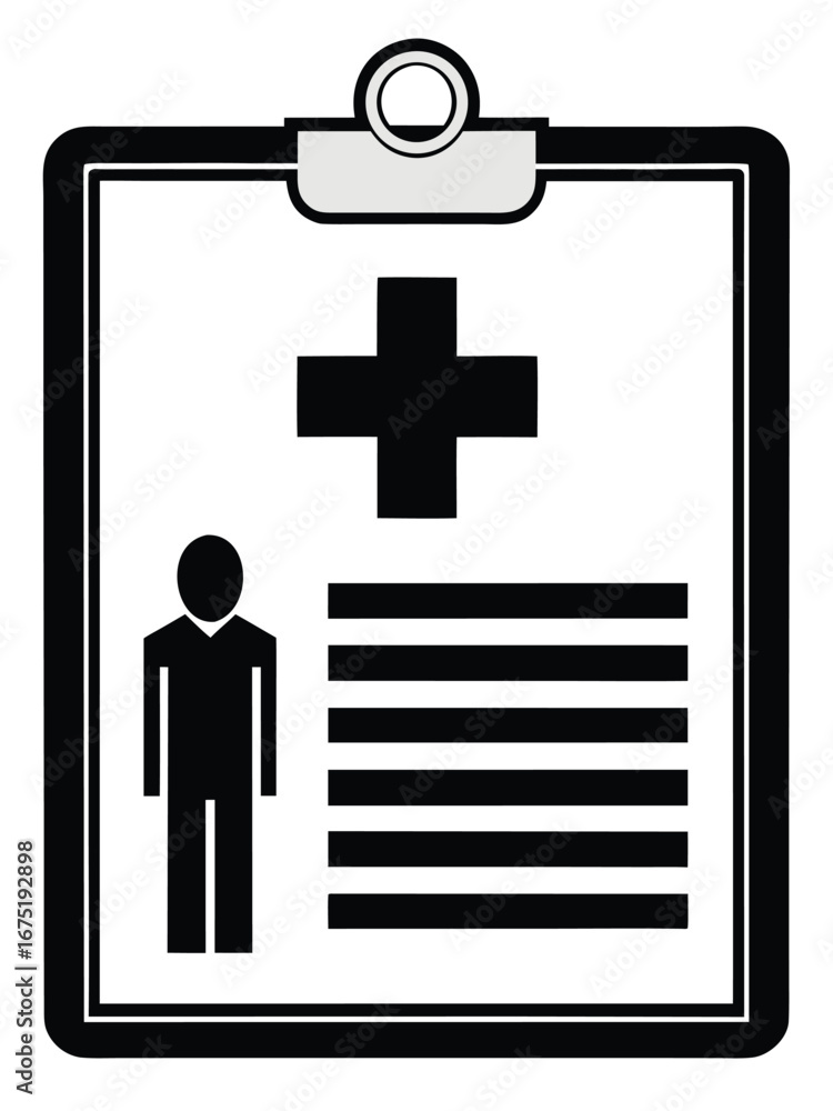 Obraz premium Medical record on clipboard illustration for healthcare and doctor appointments showing patient and personal health information with healthcare symbol