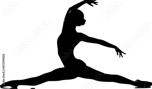 a silhouette of a woman doing a split in a gymnastics pose