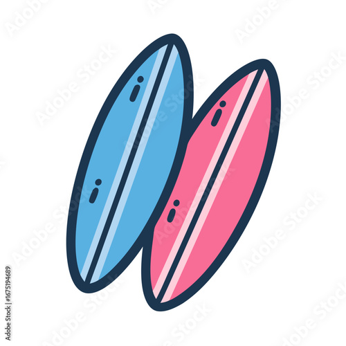 vector illustration of a set of three surf
