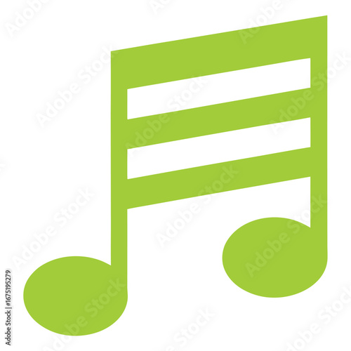 Vibrant Green Music Note Graphic Design Element with Bold Lines and Circular Accents Simple and Modern Illustration for Musical Projects