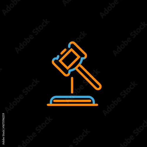 hammer icon on blue background