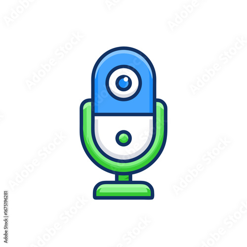 funny cartoon android with magnifying glass