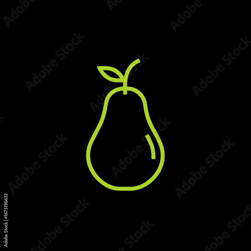 green pear on white background