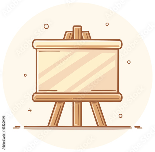 Charming illustration of a wooden easel ready for art projects and inspiring presentations.