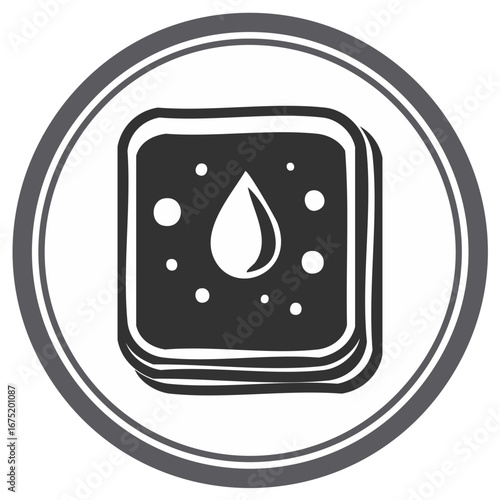 Monochrome Icon for Pads with Liquid Drop for Cleansing or Makeup Removal