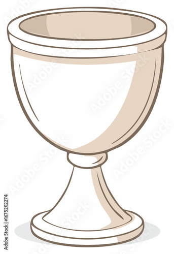 Simple illustrated beige goblet, an empty drinking cup or chalice icon design