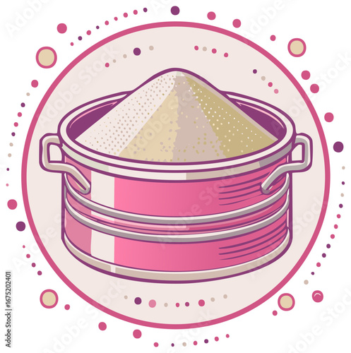 Sifting Flour in Pink Kitchenware Preparing Dough for Baking Recipes