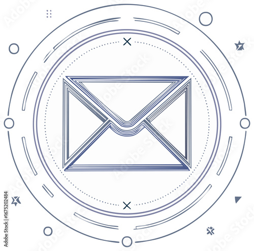 Envelope icon with geometric pattern design, vector illustration