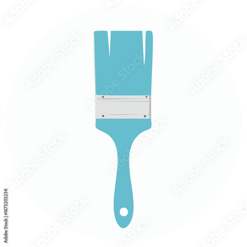 Simple blue paintbrush icon illustration for painting, renovation, and home improvement.