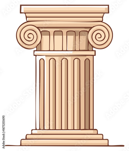 Classic Ionic Column Architectural Illustration Historical Structure Strength and Support Symbol