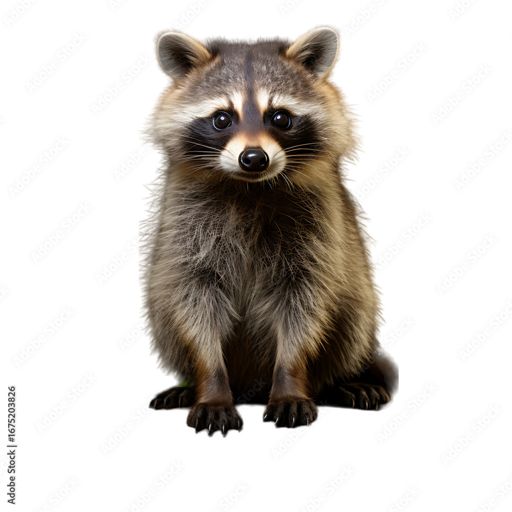 Obraz premium Cute raccoon portrait isolated on black background for animal lovers and wildlife enthusiasts alike | png cutout isolated on transparent backddrop