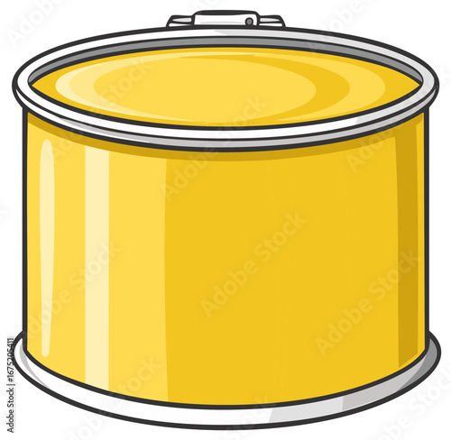 Yellow Metal Food Can with Silver Rim and Pull Tab Top
