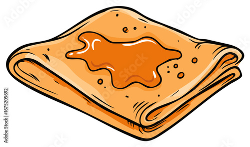 Delicious Pancake with Syrup Cartoon Style Hand Drawn Illustration Food Graphic Design