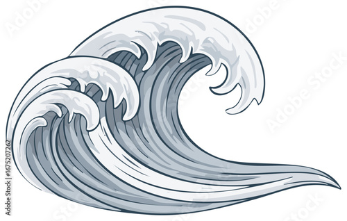 Vector illustration of a stylized ocean wave, artistic design