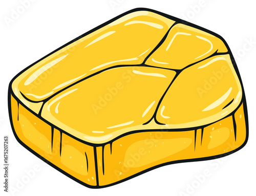 Illustration of a golden honeycomb block with thick black outlines and highlights