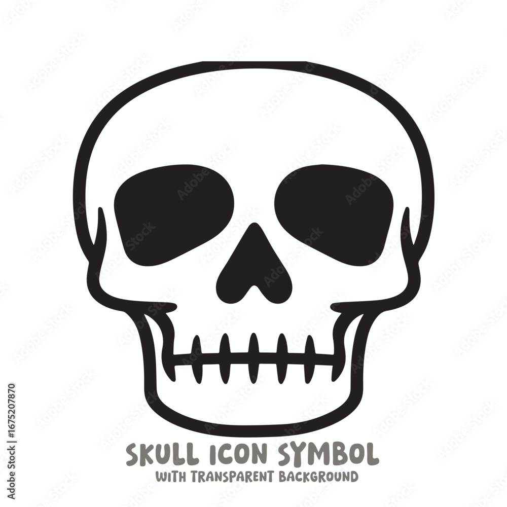 Fototapeta premium Skull Icon Symbol Vector Illustration in Black and White