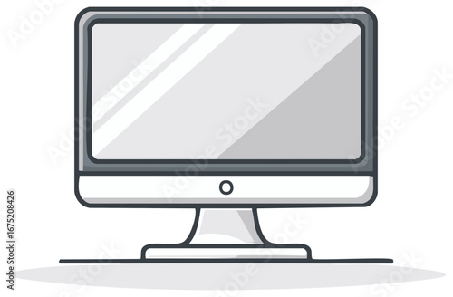 Sleek Modern Computer Display Screen Simple Vector Illustration Style Design