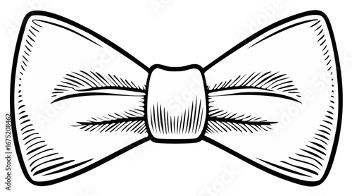 Elegant gentleman's bow tie in a retro etched line art vector illustration