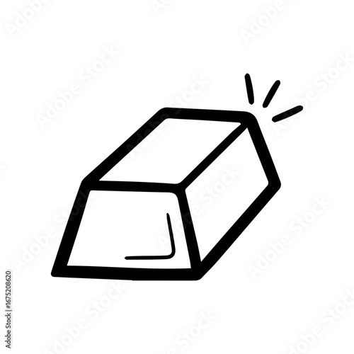 Gold ingot doodle vector icon