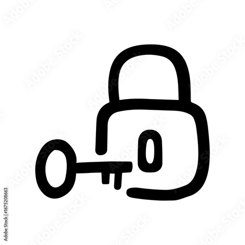 Unlock doodle vector icon