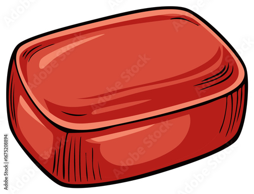 Red Soap Bar Illustration: Hygiene, Cleanliness and Personal Care Item