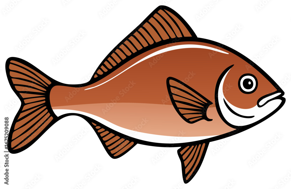 Fototapeta premium Brown fish cartoon illustration