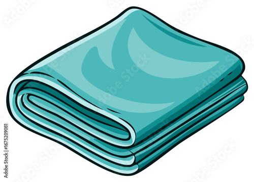 Neatly Folded Aquamarine Textile Stacked for Freshness Illustration Art