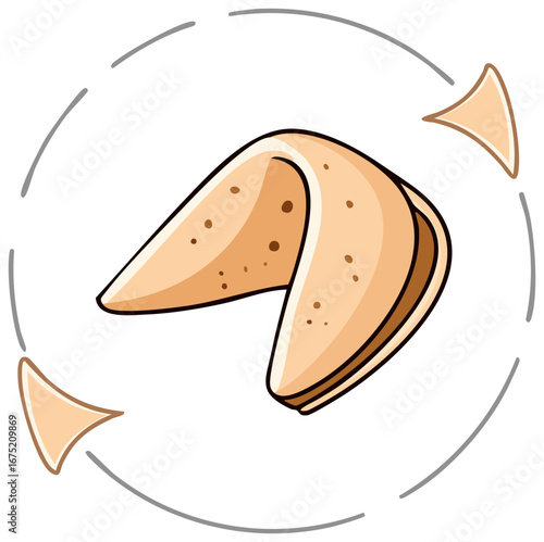 Isolated Fortune Cookie Clip Art with Decorative Gray Arrows