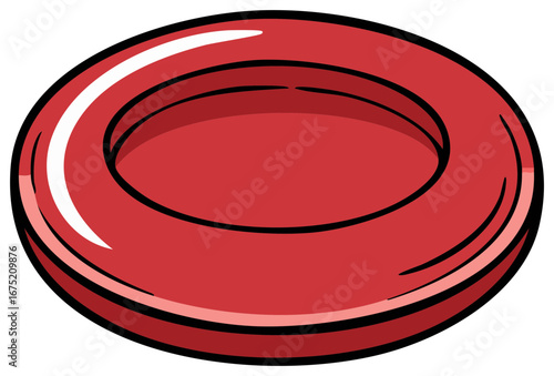 Cartoon illustration of a single red blood cell erythrocyte anatomy