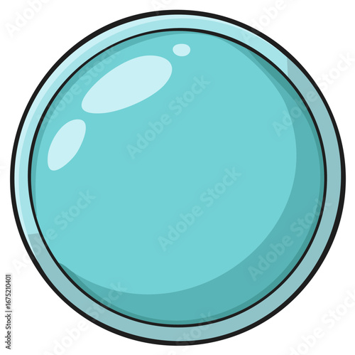 Illustration of a blue glass sphere with highlights and black outline