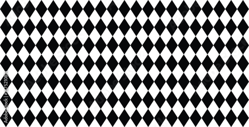 Repeating pattern of black diamonds on a white background creating a geometric design aesthetic.  Seamless diamonds pattern. Vector illustration. EPS 10