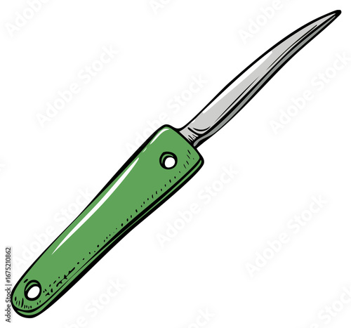 Sharp Green Handled Oyster Shucking Knife for Seafood Preparation