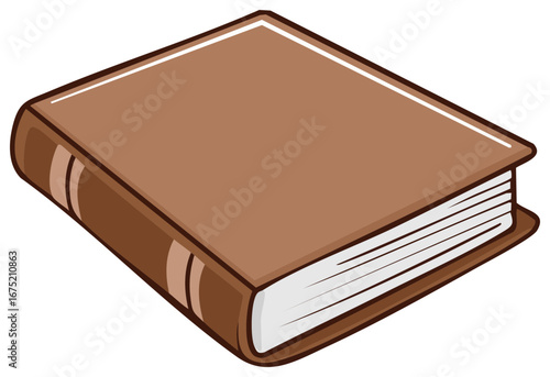 Classic Hardcover Book with Rich Brown Cover and Gilded Edges, Open Pages Visible