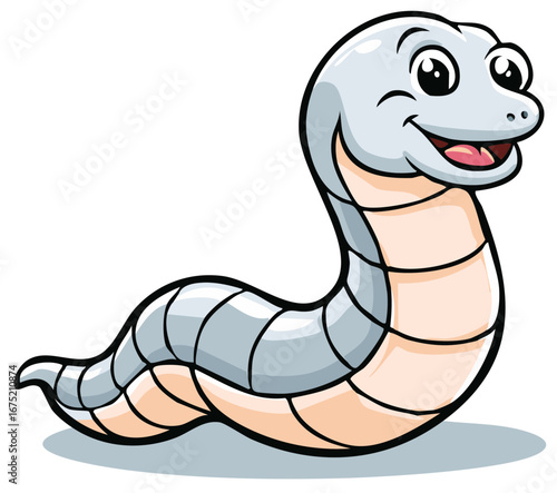 Smiling Segmented Worm Vector Illustration Cartoon Character Design