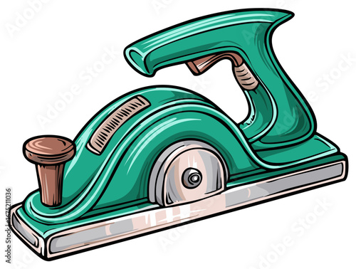 Green Electric Hand Planer Tool Illustration for Woodworking Projects