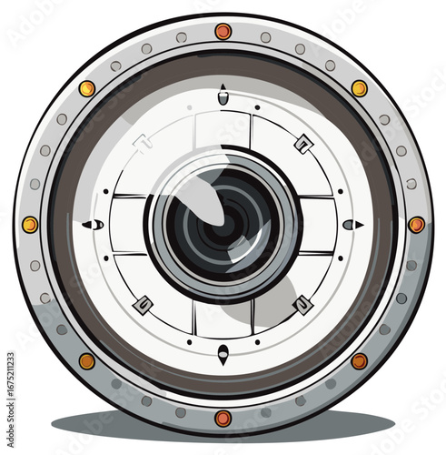 Futuristic spaceship porthole or airlock hatch vector illustration