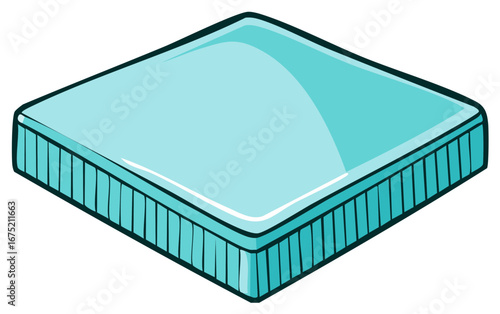 Blue mattress isolated on white, a simple illustration in isometric perspective