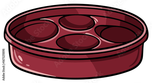 Round red tray with five oval compartments for organizing small items