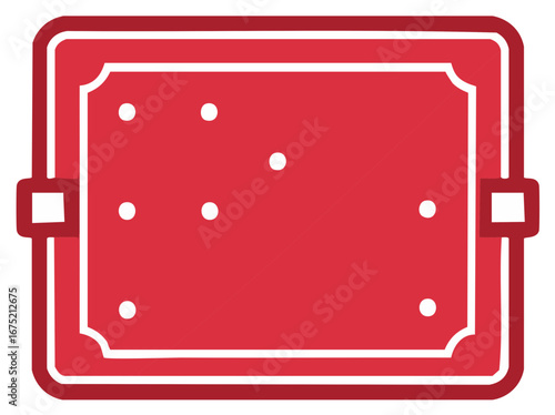 Top view graphic of a red carrom board a traditional tabletop game icon