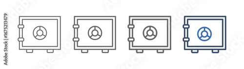 
outline icon set of safe box with design of storage place for valuables