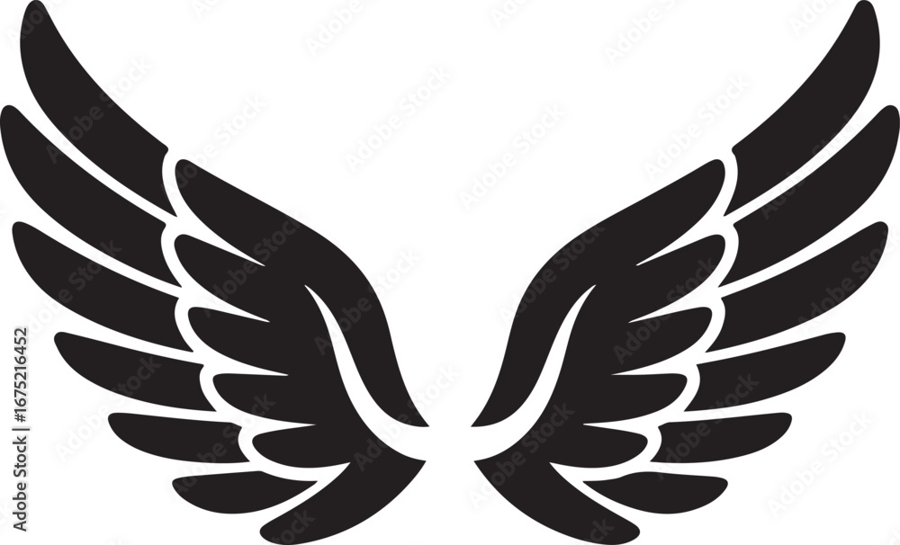 Fototapeta premium symmetrical angel wings gracefully spread against a pure white background