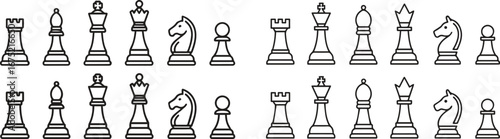 Chess Game Pieces Vector Illustration  Board Game Icons