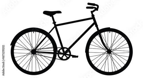 A black bicycle with a simple design and thin tires